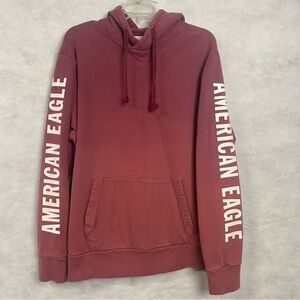 American Eagle Hoodie Mens Large Mauve Heavyweight  Vintage Fleece Dip Dye